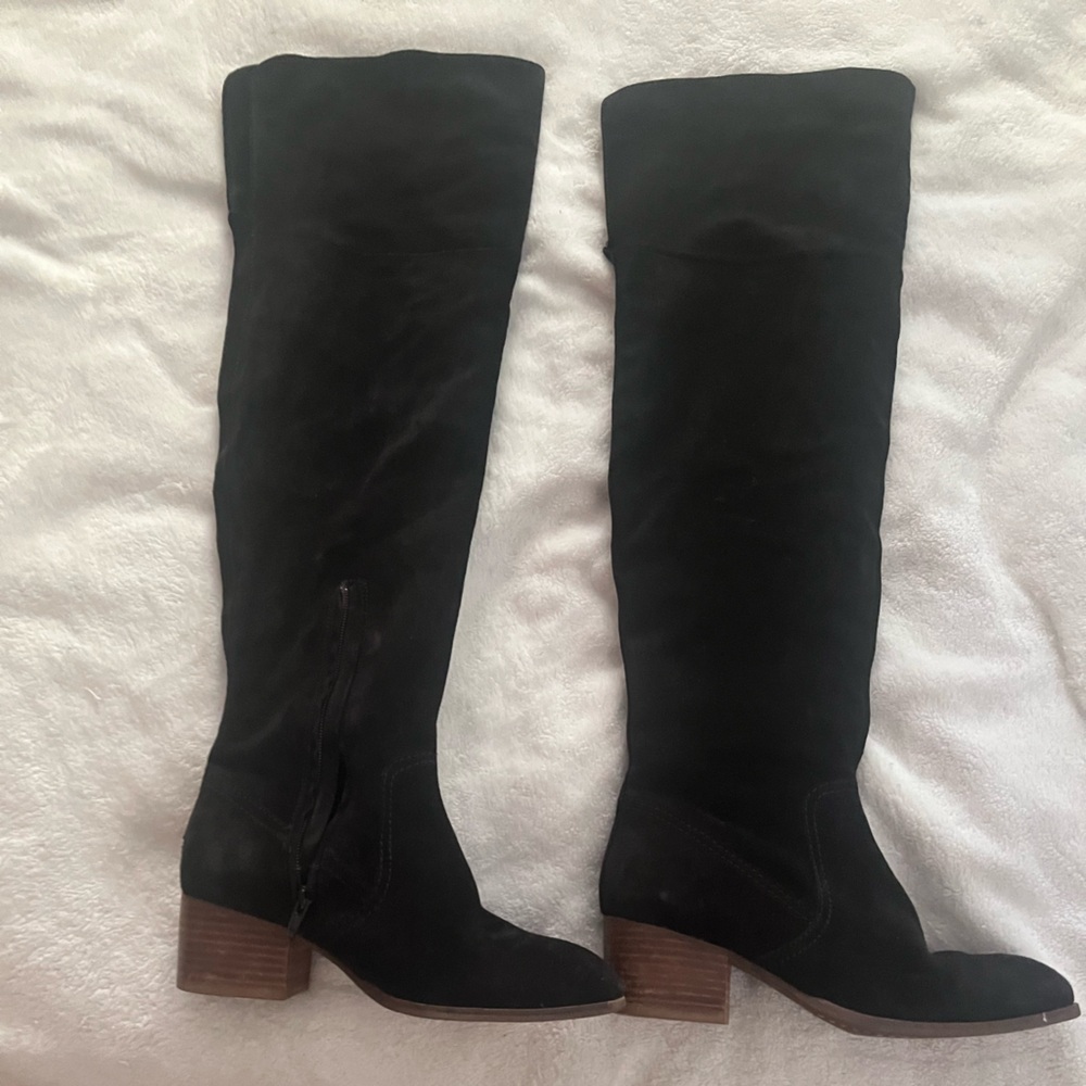 Black Suede Knee-High Boots Lienda Anthropologie brand size 8